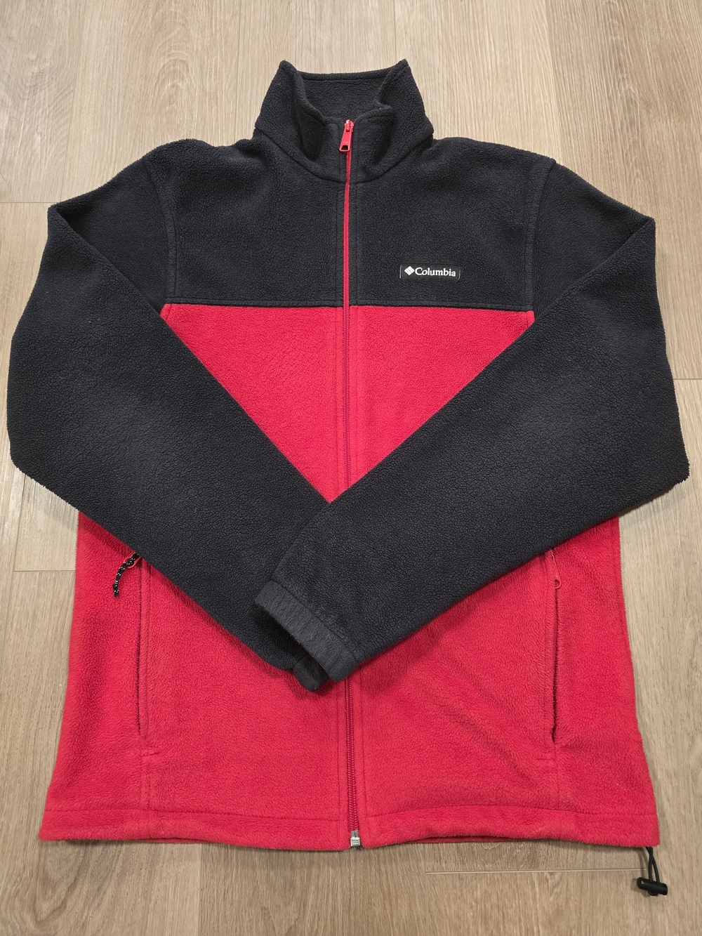 Columbia Men's Fleece Jacket Size Small Red Black Colorblock Full Zip Outdoor